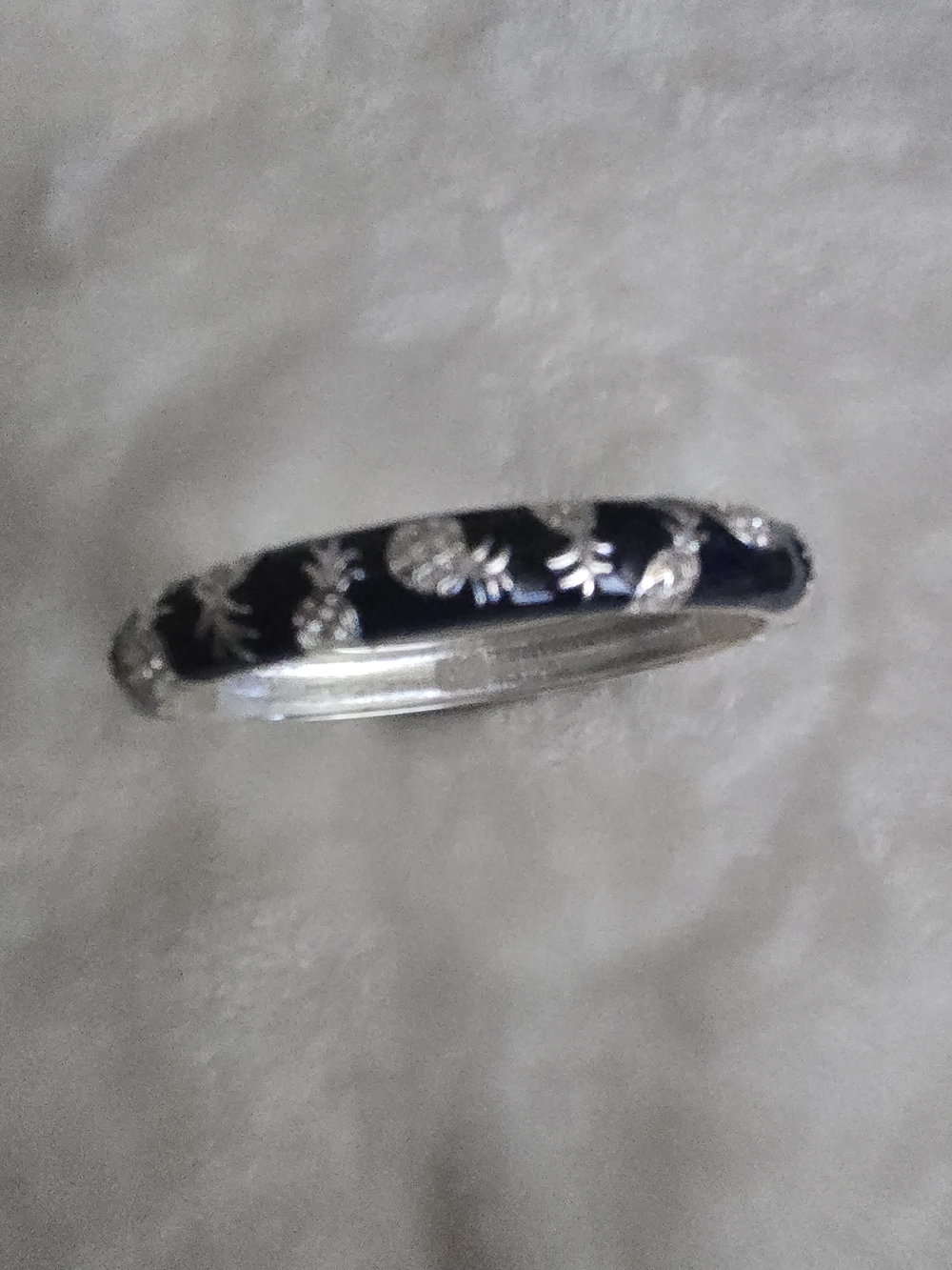 Tomy Bahama Silver-Tone Navy Enamel Pineapple Bangle Bracelet - Women Jewelry